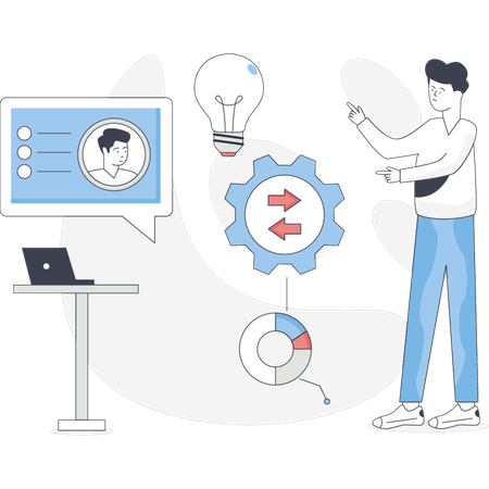 Boy is setting business ideas  Illustration