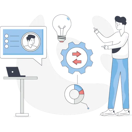 Boy is setting business ideas  Illustration