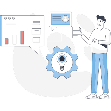 Boy is setting development ideas  Illustration