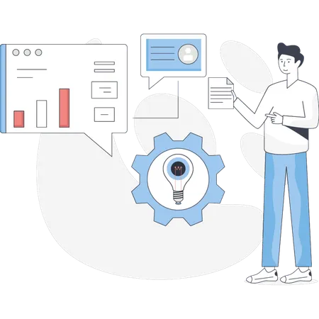 Boy is setting development ideas  Illustration