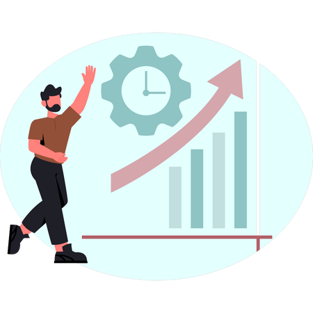 Boy is setting time graph  Illustration