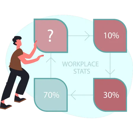 Boy is setting workplace stats  Illustration