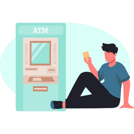 Boy is shocking to see ATM money  Illustration