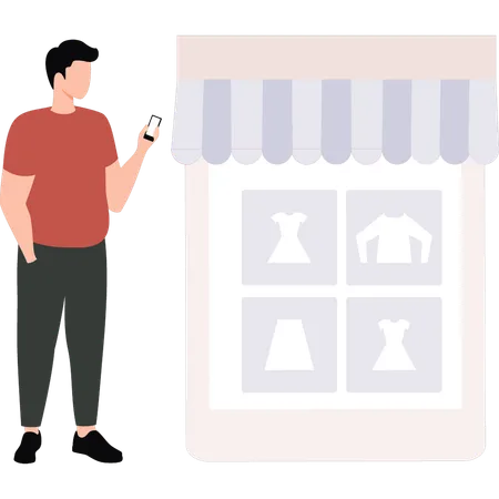 Boy is shopping online  Illustration