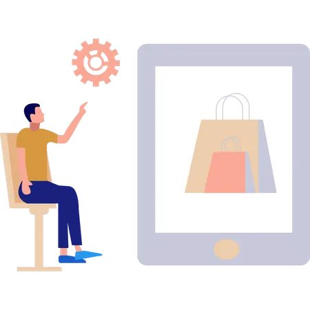 Boy is shopping online  Illustration