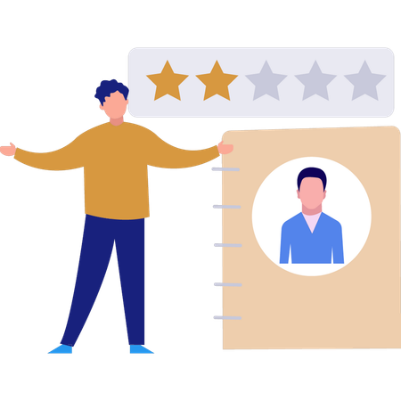 Boy is showing a star rating profile  Illustration
