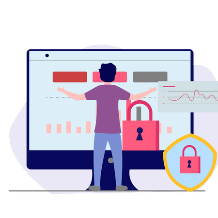 Boy is showing business graph  Illustration