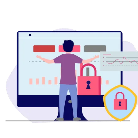 Boy is showing business graph  Illustration