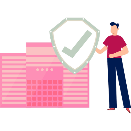 Boy is showing complete protection of business safety  Illustration