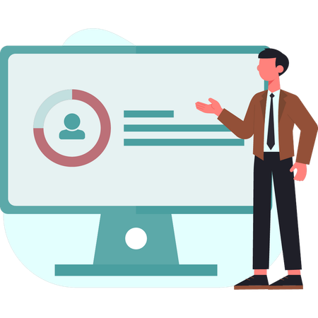 Boy is showing customer data collection  Illustration