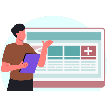 Boy is showing customer poll  Illustration