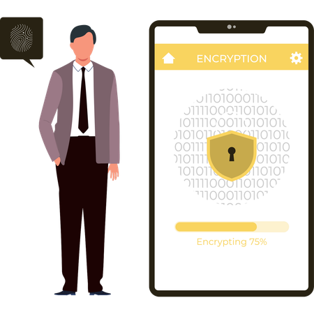 Boy is showing encryption of binary coding  Illustration