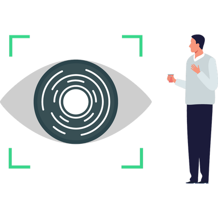 Boy is showing eye scanner  Illustration