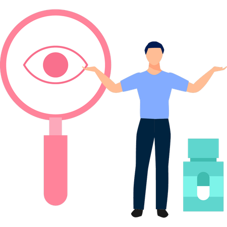 Boy is showing eyes lens  Illustration