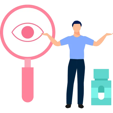 Boy is showing eyes lens  Illustration