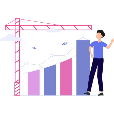 Boy is showing finance graph  Illustration