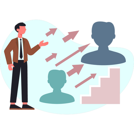Boy is showing growth arrow  Illustration