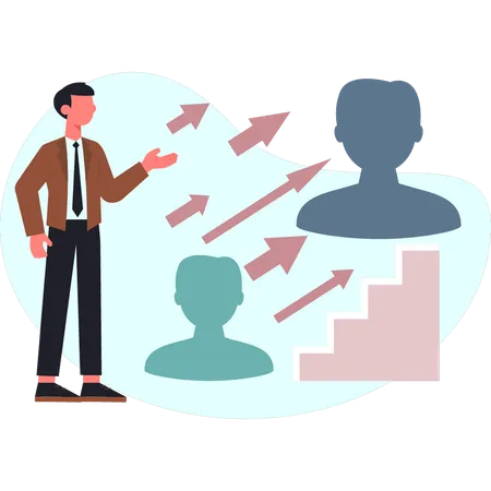 Boy is showing growth arrow  Illustration