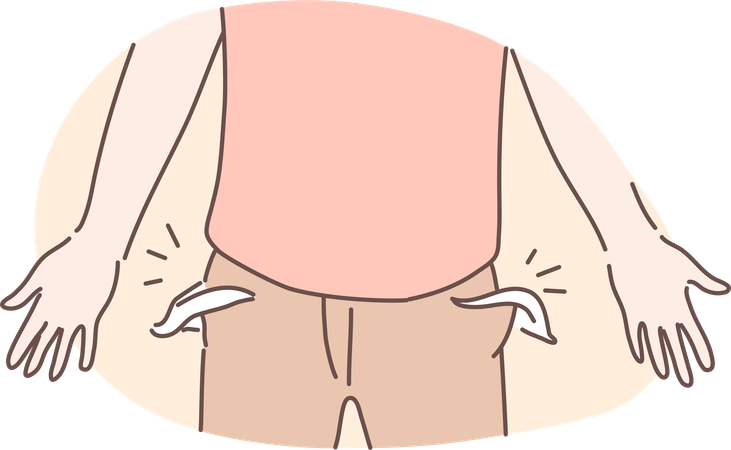 Boy is showing his empty pockets  Illustration