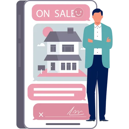 Boy is showing house for sale  Illustration