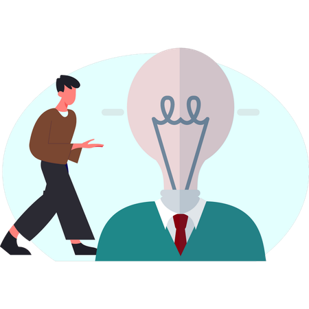 Boy is showing idea man  Illustration
