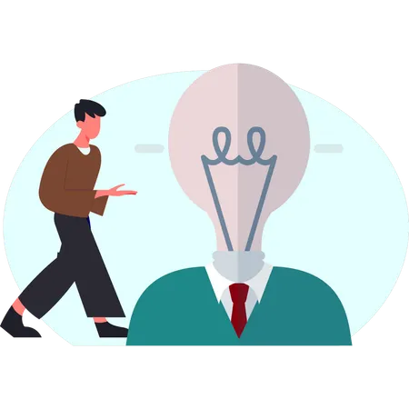 Boy is showing idea man  Illustration