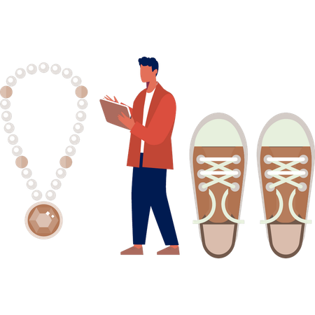 Boy is showing jewellery accessory  Illustration