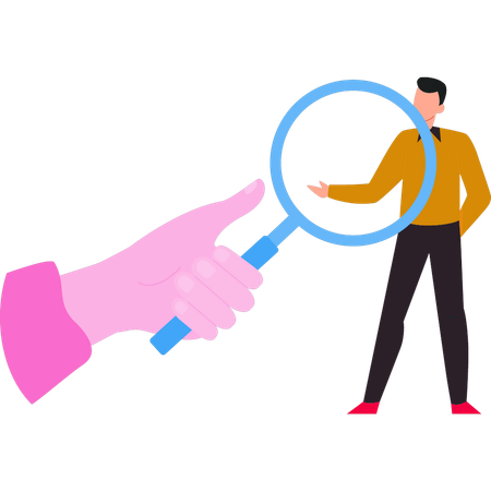 Boy is showing magnifying glass  Illustration