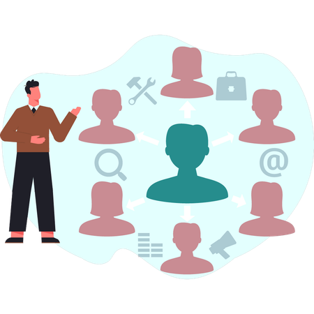 Boy is showing networking  Illustration