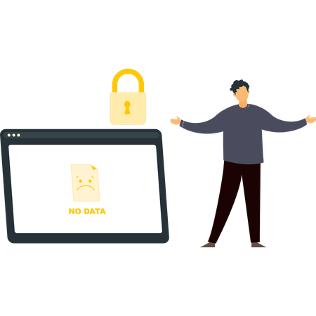 Boy is showing no data on screen  Illustration