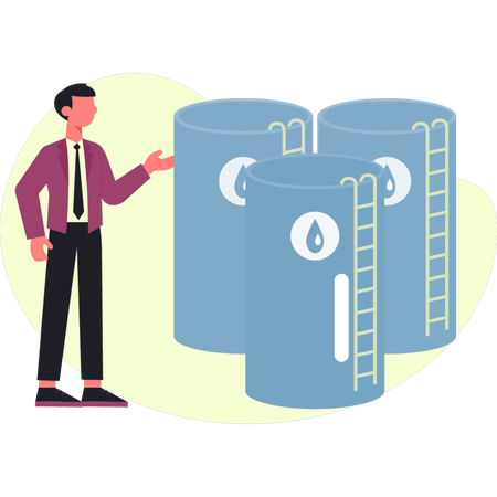 Boy is showing oil store  Illustration