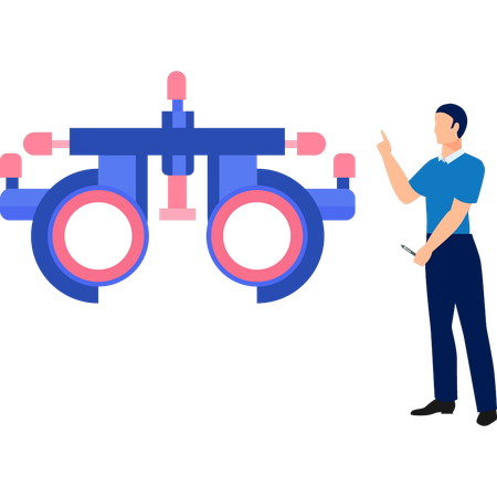 Boy is showing Ophthalmologist eye glasses  Illustration