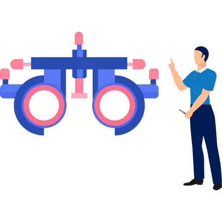 Boy is showing Ophthalmologist eye glasses  Illustration