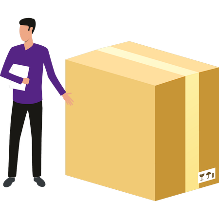 Boy is showing parcel package  イラスト