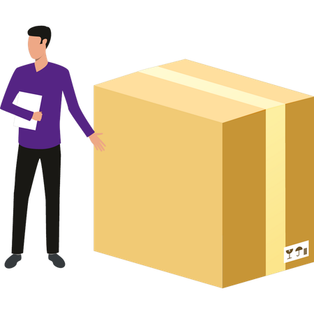 Boy is showing parcel package  Illustration