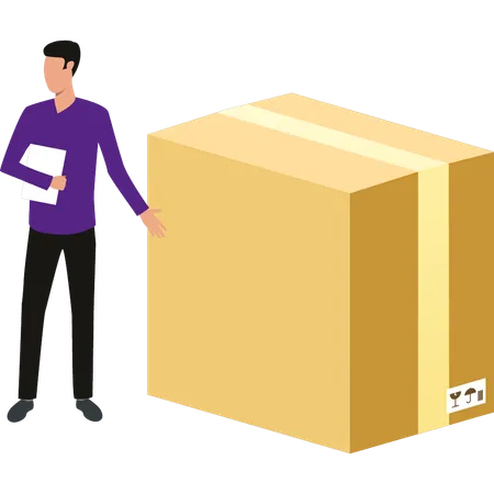 Boy is showing parcel package  Illustration