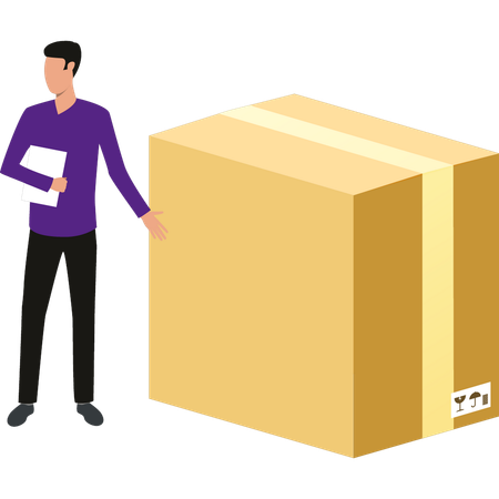 Boy is showing parcel package  Illustration