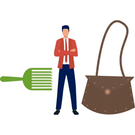 Boy is showing shopping bag  Illustration