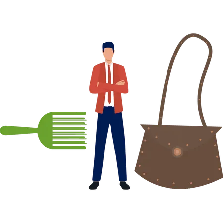 Boy is showing shopping bag  Illustration
