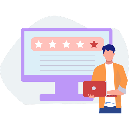 Boy is showing star rating  Illustration