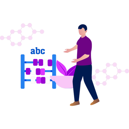 Boy is showing the abacus  Illustration