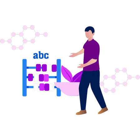 Boy is showing the abacus  Illustration