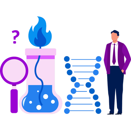 Boy is showing the experiment for DNA  Illustration