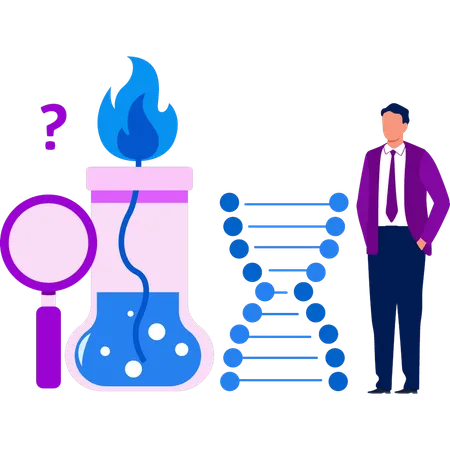 Boy is showing the experiment for DNA  Illustration