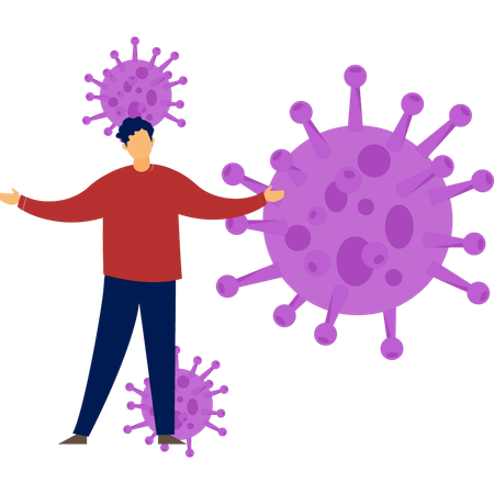 Boy is showing the outbreak of virus  Illustration