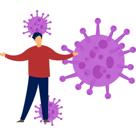Boy is showing the outbreak of virus  Illustration