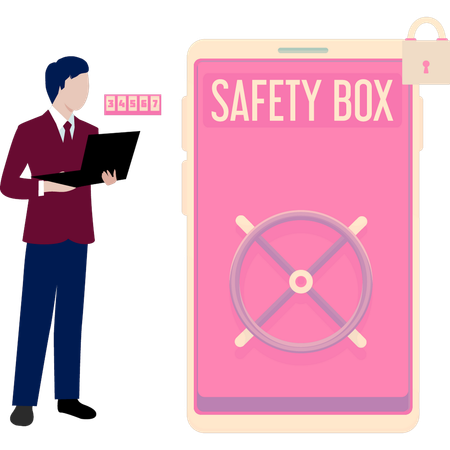 Boy is showing the safety box  Illustration