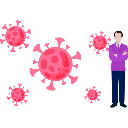 Boy is showing virus  Illustration