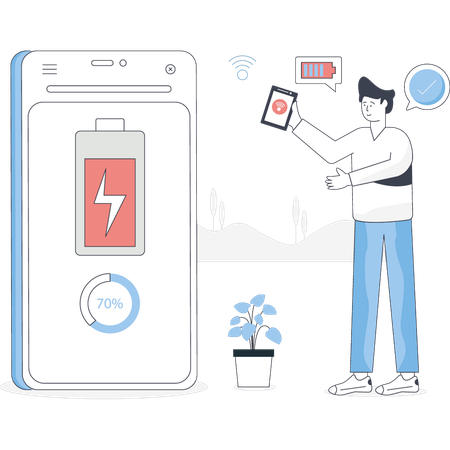 Boy is showing wireless mobile charging  Illustration