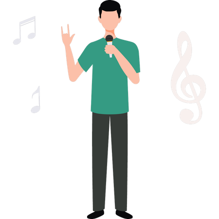 Boy is singing a song  Illustration